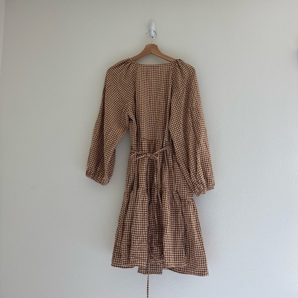Madewell Brown Gingham puff sleeve Wrap Dress - Picture 8 of 8